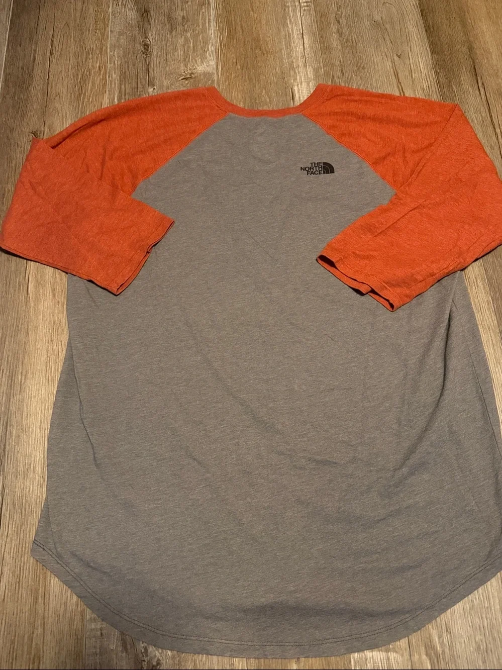 The North Face Gray Body with Orange Raglan Sleeves 'Take A Hike' Shirt